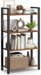VASAGLE 4-Tier Bookshelf Steel Frame Rustic Brown 30x66x120 cm LLS60BX