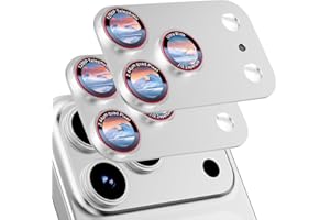 HelloDeere 2 Pack Compatible with iPhone 17 Pro Max Camera Lens Protector, [Military Grade Shatterproof][Strong Adsorption][Case-Friendly][Full Coverage][Not Easy to Break] 9H Metal Tempered Glass Camera Screen Cover - Silver