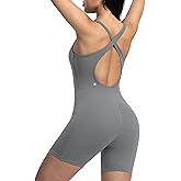 ENERBLOOM Womens Yoga Jumpsuits Workout One Piece Rompers with Pockets Bodycon Backless Bodysuits Padded