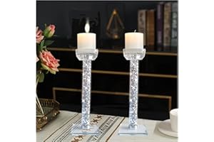 Wocred Candle Holders Set of 2.Stunning Shabbat Candle Holders.8.6" Tall Crystal Candlestick Holders for Dinning Room,Mantelpiece.