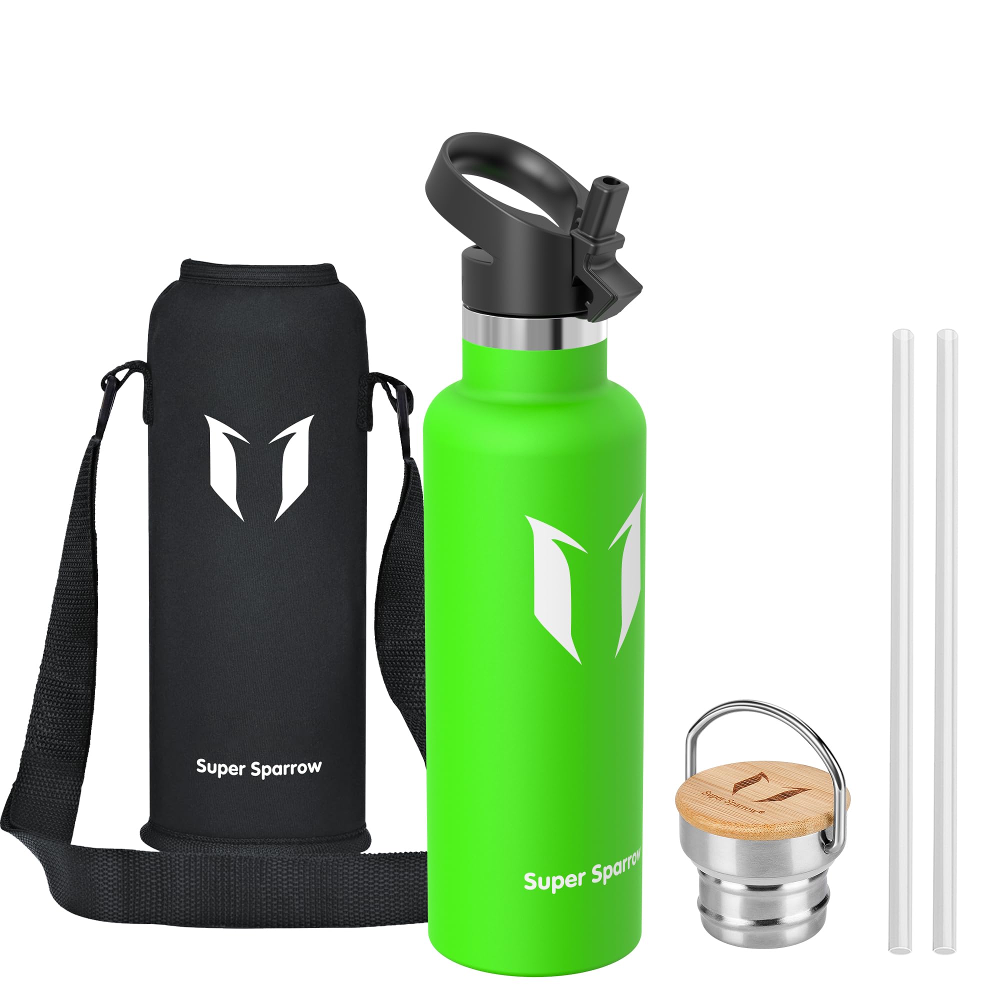 Super Sparrow Stainless Steel Water Bottle - 750ml - Vacuum Insulated Metal Water Bottle - Standard Mouth Flask - BPA Free - Straw Water Bottle for Gym, Travel, Sports
