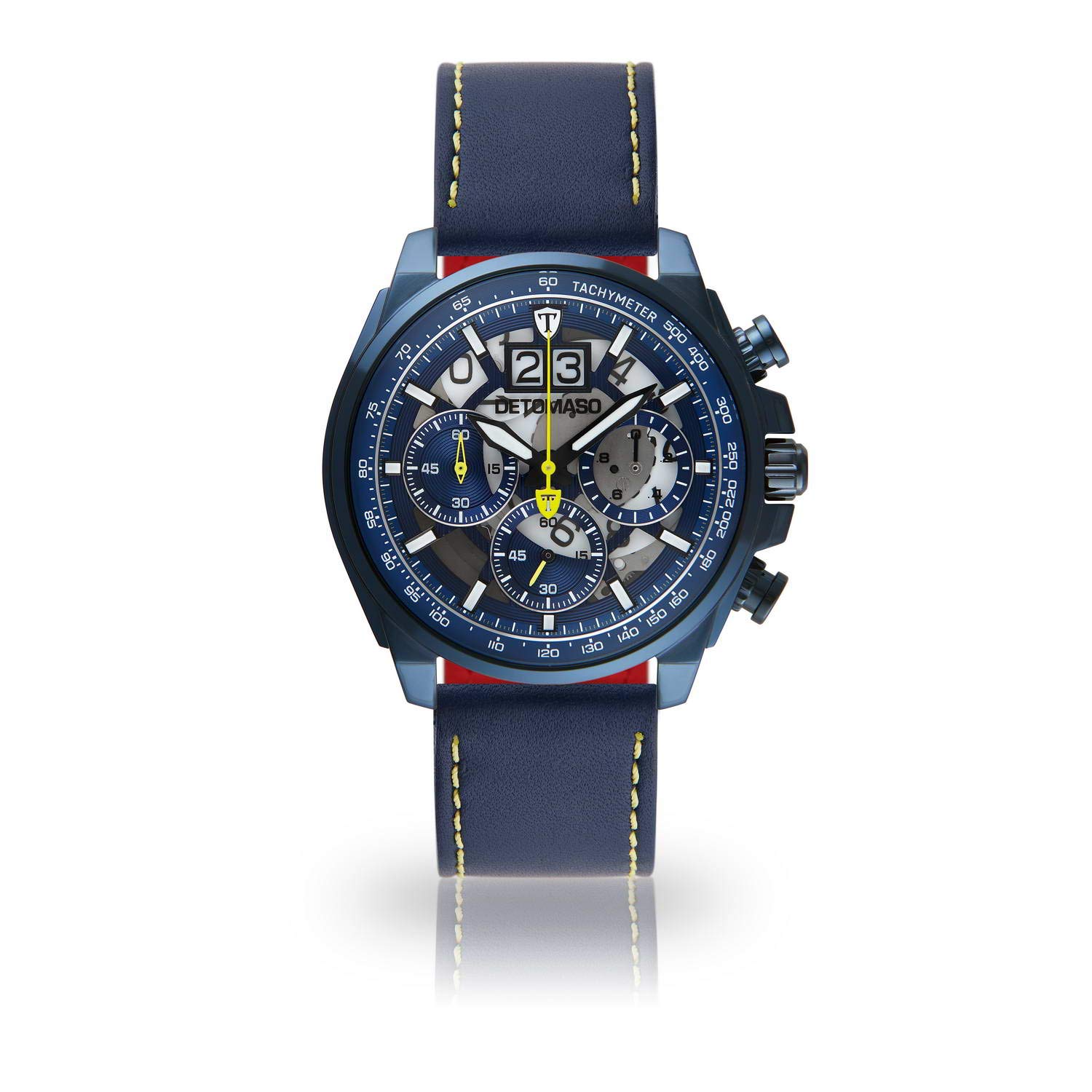 DETOMASO LIVELLO Men's Wristwatch Chronograph Analogue Quartz Blue Leather Strap Blue dial DT2060-E-904