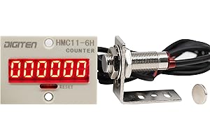 DIGITEN 12V-24V 6-Digit 0-999999 LED Display Digital UP Counter+Hall NPN Proximity Sensor Switch+Holder