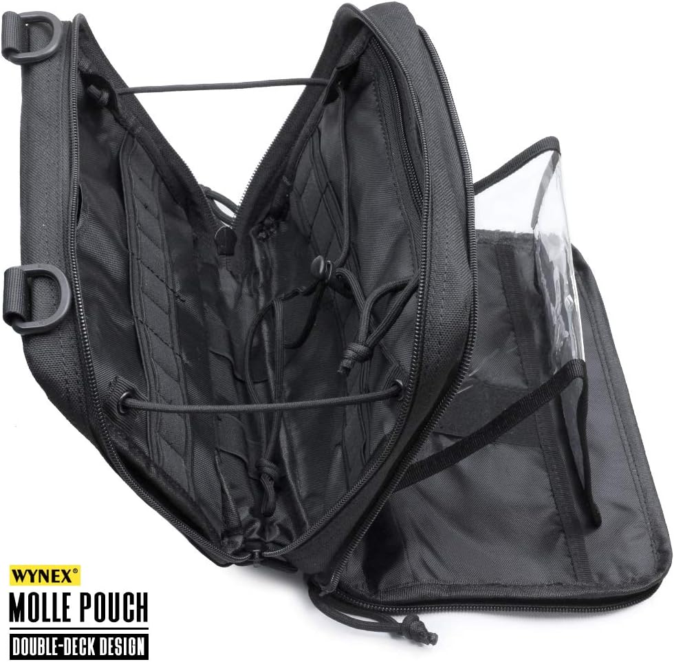 WYNEX Tactical Molle Admin Pouch of Laser Cut Design, Utility Pouches Molle Attachment Military Medical EMT Organizer with Map Pocket EDC EMT Pack IFAK Tool Holder Universal U.S.A Patch Included : Sports & Outdoors