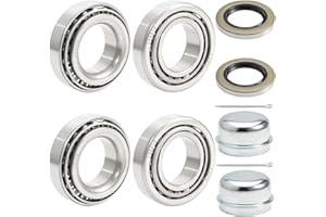 FUSHIBEARING 2 Set Fits for 1-1/16'' Axles Trailer Wheel Hub Bearings Kit, L44649/L44610,1.0625" ID, 1.9800" OD, 0.560" Width，12192TB Seal OD 1.980'',Dust Cover and Cotter Pin.