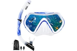 DIPUKI Snorkel mask Snorkeling Set for Adults and Youth, Diving mask and Full Dry Snorkel Swim Googles is Suitable for Snorkeling, Dive Scuba Diving, Swimming