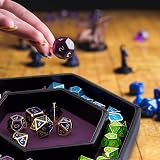 SIQUK Dice Tray with Lid Hexagon Purple Dice Rolling Tray for DND RPG Games view 7