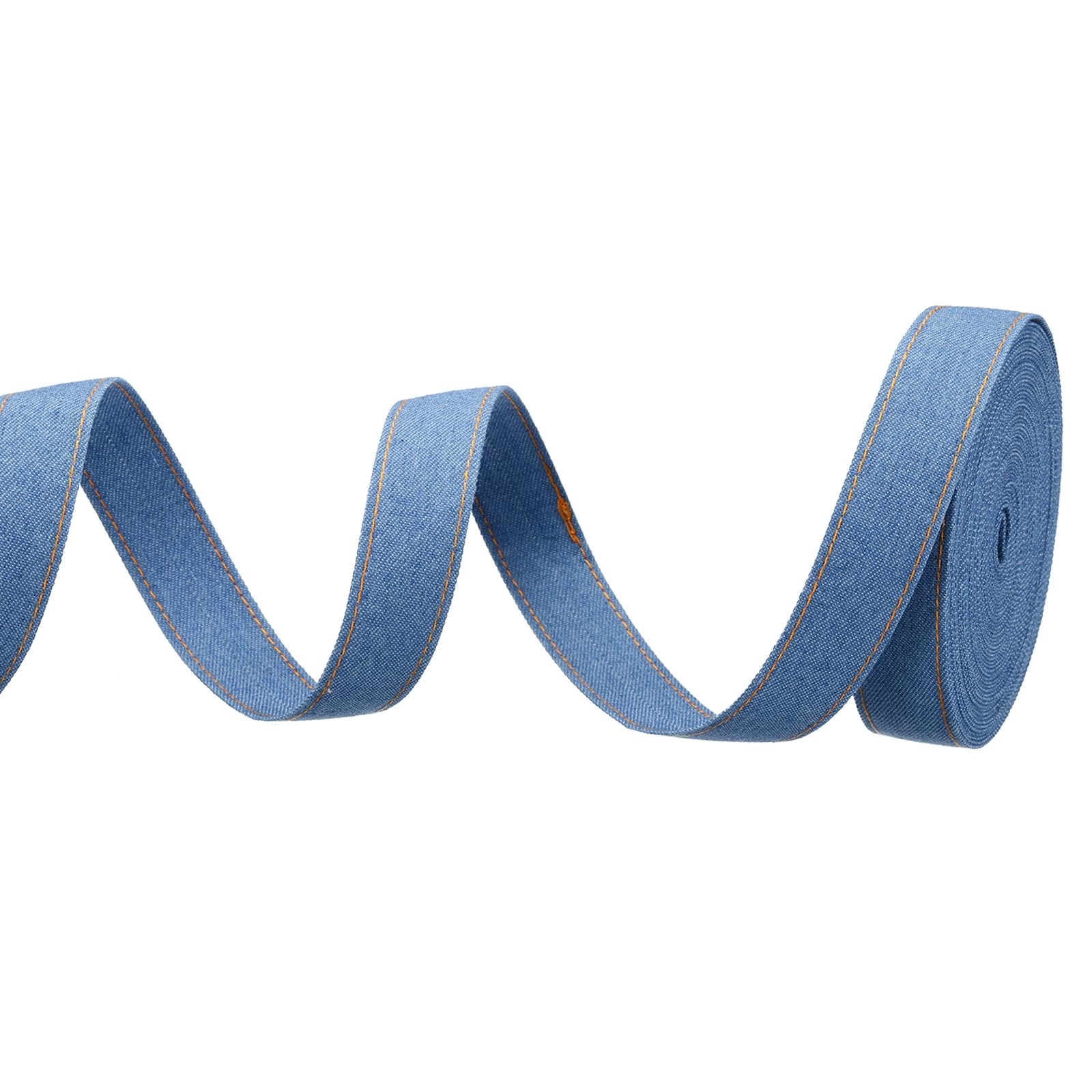 PATIKIL 1" Denim Ribbon, 1 Roll 11 Yard Layering Jean Fabric Craft Strip for Bow DIY Making Hair Clip Garment Sewing Decorations, Blue