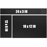 3PCS Black Rubber Bar Service Spill Mat, Bar Mat Set for Countertop | Flexible Barber Station Mat, Waterproof Home Bar Mats Restaurant Service Mat Nonslip Drying Mat - 24x3 &amp; 18x12 &amp; 12x6inch