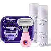 Flamingo Travel Razor Kit for Women – Body & Pubic Razor – Mini Handle, 2 Blade Refills, 2 Travel Size Foaming Shave Gels & Vented Case