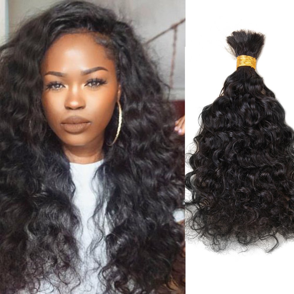 addcolo Bulk Human Hair For Braiding Real Human Hair Natural Wave&Natural Black 100g/bundle(16 Inch, Natural Color)