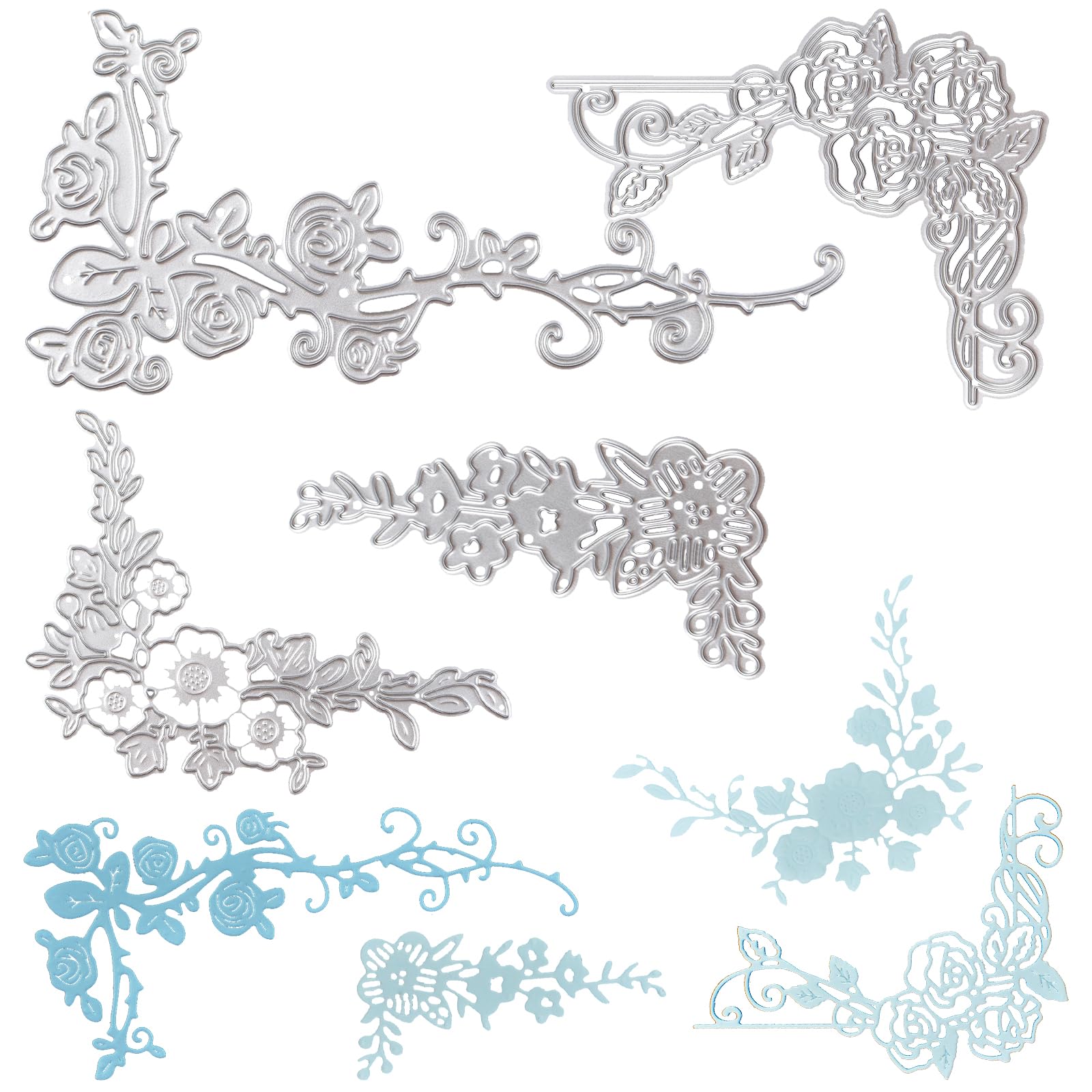 URROMA 4 PCS Flower Metal Cutting Die Cuts, Flower Die Cuts Flower Embossing Stencils for DIY Craft Paper Card Making Postcard
