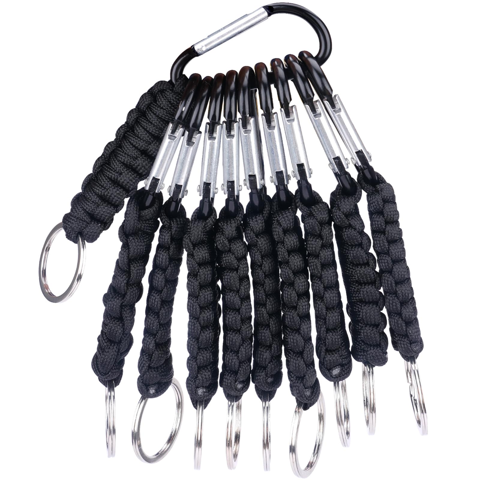 Luzoybo 10PCS Paracode Keychain with Carabiner Clips for Keys Backpack, Men, Women Camping, Hiking, Fishing (Black)