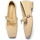 GotSoft Womens Knit Mary Jane Flats Closed Square Toe Ankle Strap Ballet Flat Dressy Comfortable Slip on Shoes