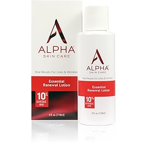 Alpha Skin Care Essential Renewal Lotion | Anti-Aging Formula | 10% Glycolic Alpha Hydroxy Acid (AHA) | Reduces the Appearance of Lines & Wrinkles | For Normal to Dry Skin | 4 Oz
