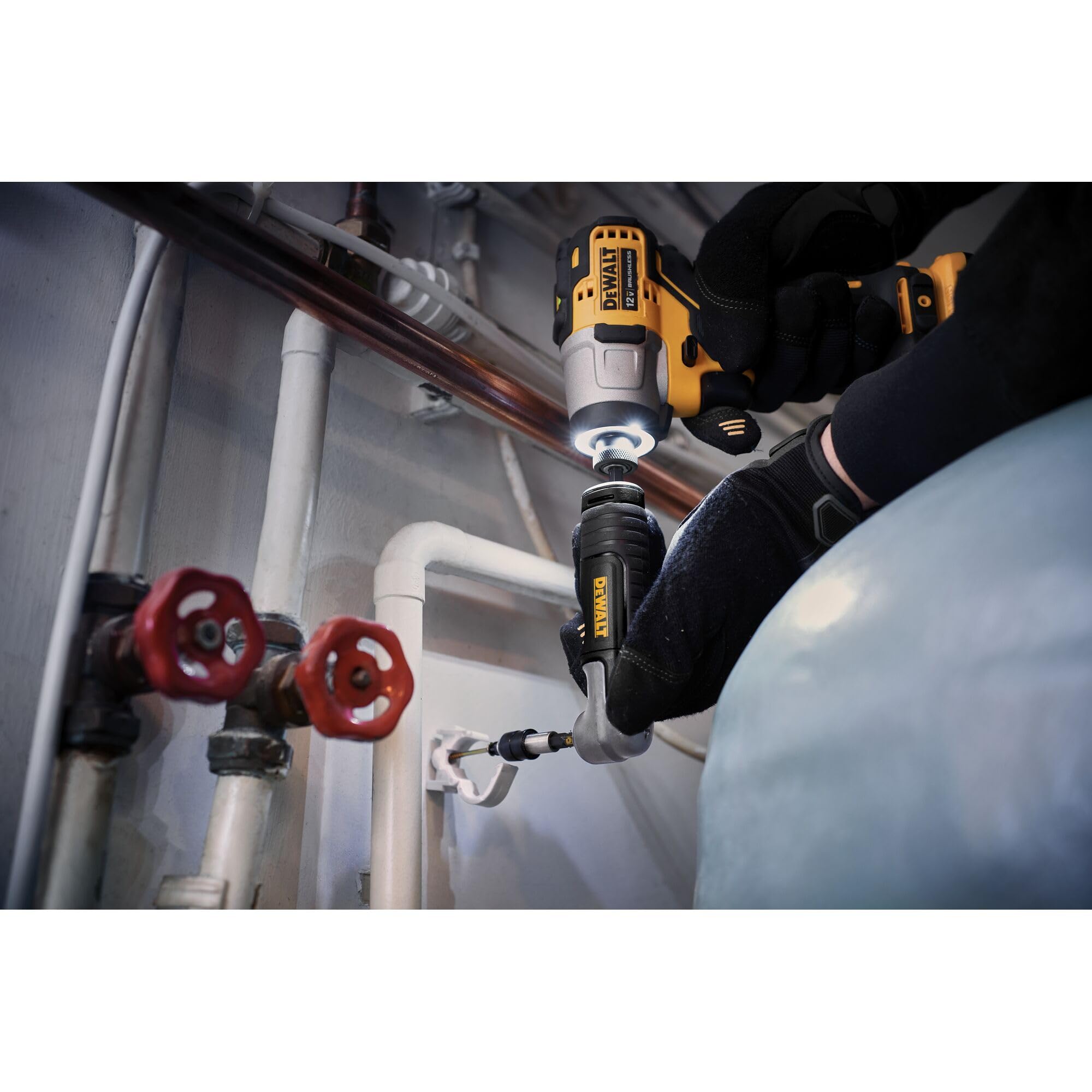 DEWALT FLEXTORQ Right Angle Drill Adaptor, 4-in-1 System, 12-Inch (DWAMRASETFT)