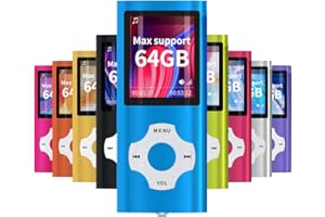 WOWSYS MP3/MP4 Portable Player,1.8 Inch LCD Screen and Card Slot,Max Support 64GB TF Card,Darkblue