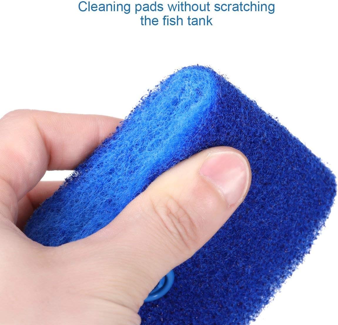 Aquarium Algae Scraper - Fish Tank Cleaning Double Sided Sponge Brush, Long Handle Fish Tank Scrubber for Acrylic Glass Aquariums (Blue) : Pet Supplies