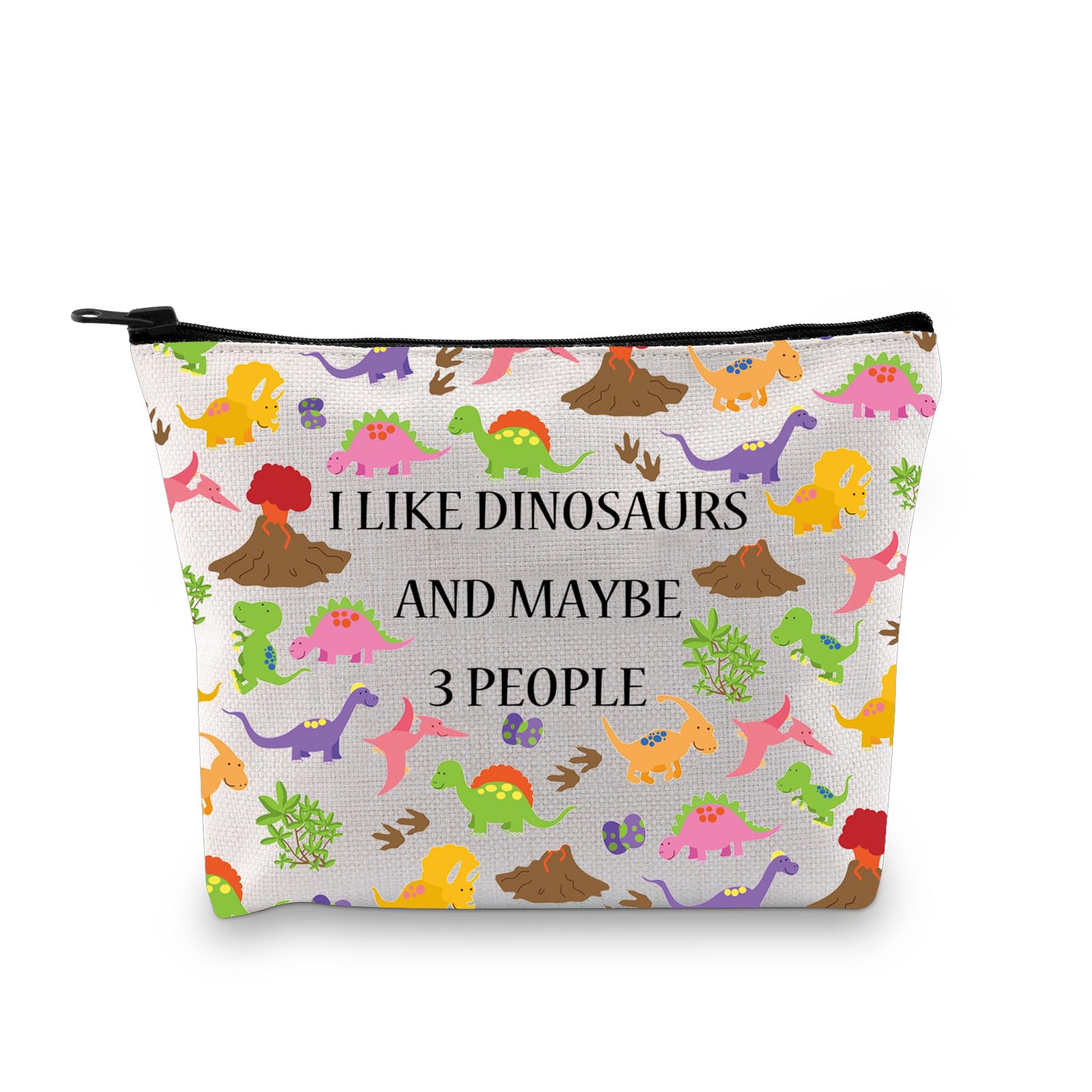 PLITI Dinosaur Lover Gifts for Women Dinosaur Fans Gifts I Like Dinosaurs and Maybe 3 People Dinosaur Makeup Bag (Like Dinosaurs bagU)