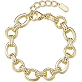 Zeyicher Gold Plated Geometric Link Bracelet for Women, Dainty Square Openwork Chain with Crystal Accents for Everyday Elegance