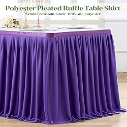 Partisky Purple Polyester Table Skirt for Rectangle