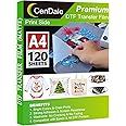 CenDale DTF Transfer Film A4-120 Sheets Double-Sided Matte DTF Film for Sublimation Hack on Cotton, Direct to Film Printing for Light and Dark T-Shirts Textile, Cold & Hot Peel DTF Transfer Paper