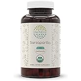 HerbEra Sarsaparilla USDA Organic 120 Capsules | Natural Herbal Supplement | Certified Organic Vegetarian Capsules and Organic Sarsaparilla (Hemidesmus indicus) Dried Root (120 Capsules)
