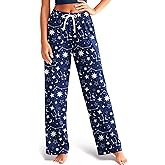 Mutkirapup Pajama Pants Women Soft Comfy Casual Long Pj Bottoms Cute Blue Star Lounge Sleep Pants with Pockets & Drawstring