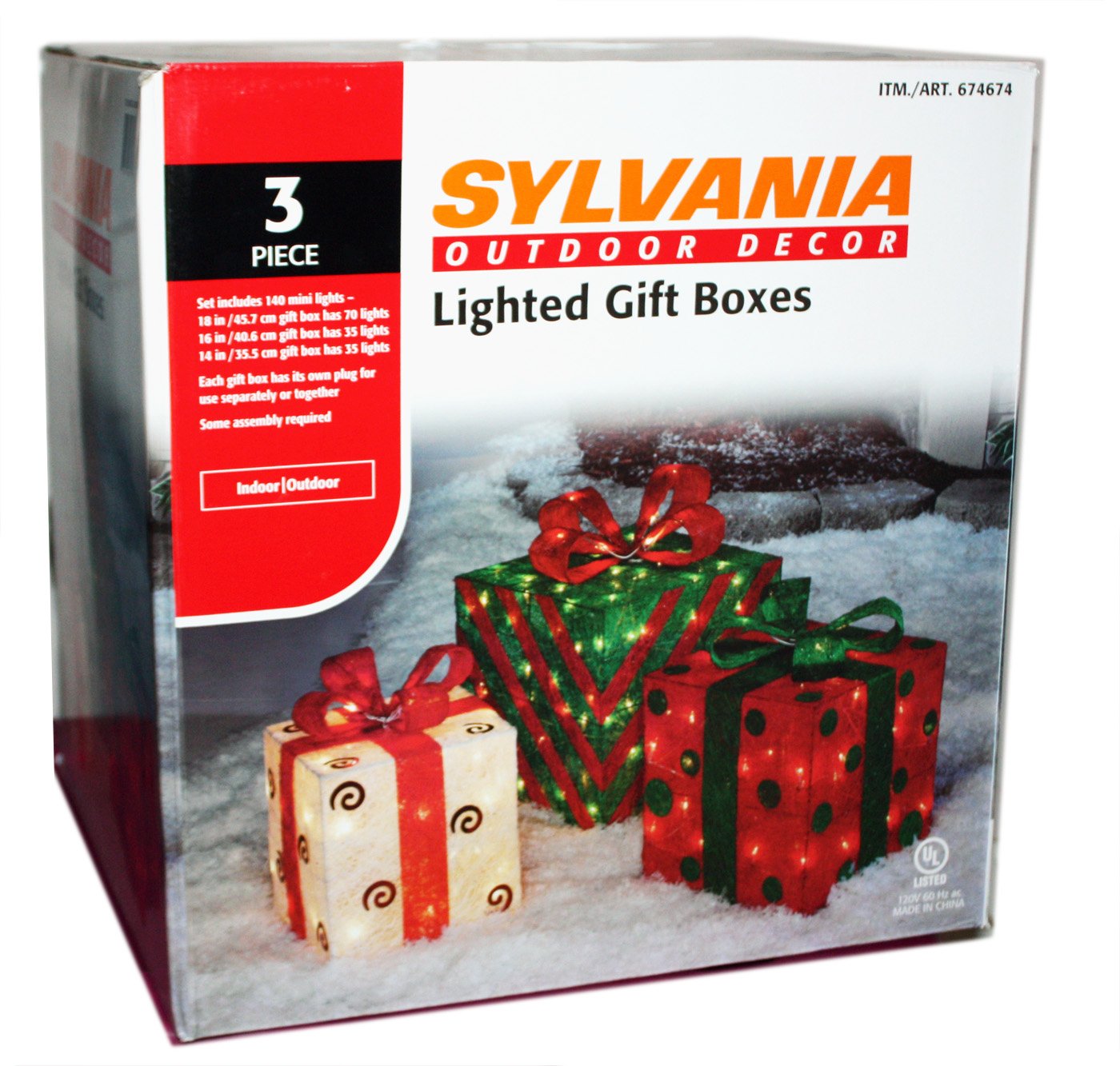 Sylvania 3 Piece Incandescent Sisal Holiday Lighted Gift