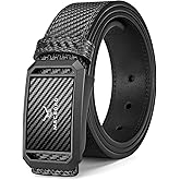 MACBORO Tsa Approved Airport Security Hypoallergenic Plastic Non Metal Nickel Free Mechanic No Scratch Leather Belt 1.5"