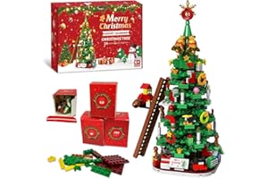 Christmas Advent Calendar 2025, 888pcs Christmas Building Blocks Countdown Calendar with Lights, Tree & Santa, 24-Day Xmas Gi