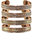 Pure Copper Set of 4 Tibetan Bracelets Handmade Cuff Bangle for Men And Women Adjustable Kada From India For Unisex