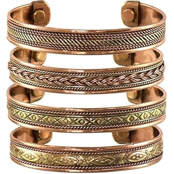 Solid 99.99% Pure Copper Adjustable Cuff Bracelet For Women & Men – Vintage Plum Blossom Design, Hypoallergenic, Gift Box Included