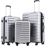 COOLIFE Luggage Expandable Suitcase PC ABS TSA Lock Spinner Carry on new fashion design(sliver, 3 piece set)
