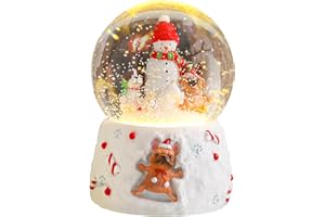 DREAM GARDEN Christmas Snow Globes for Kids, Musical Snow Globe Snowman with Dogs Glass Snowglobes Christmas Birthday Gift for Girls Kids Daughters
