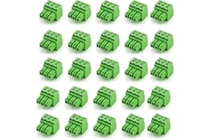 kuosbiu 20 PCS 3 Pin 3.81mm Pitch Screw Terminal Block Connector for 28-16AWG, Pluggable Quick Male Plug Connector 3-Pole