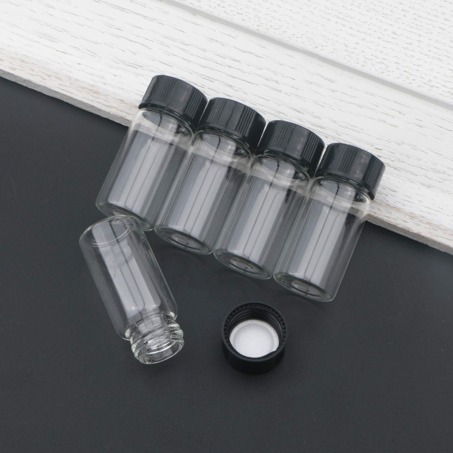 Rowiz 50PCS 5ml (0.18 Oz) Clear Glass Vials Liquid Sampling Sample Bottle Small Glass Bottle with Black Screwcap - Image 5