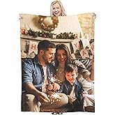 OBVYTF Custom Blanket with Photo Text Personalized Throw Blanket Customized Picture Blanket for Kid Adult Friends Mother Father Personalized Gift Flannel Blanket for Birthday Gifts