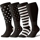 Azalencro Plus Size Compression Socks for Women & Men Wide Calf, 20-30mmhg Knee High Stockings for Pregnancy, Nurse, Travel
