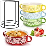 Acshio Set of 4 Ceramic Soup Bowls with Handles, 20