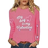 Valentines Day Shirts for Women XOXO Heart Graphic Tshirt Valentine Gifts Long Sleeve Tee Tops