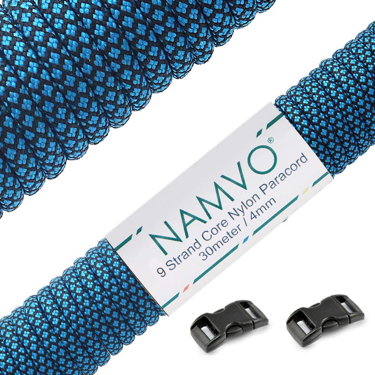 Namvo Paracord 4mm,100ft (31m), Paracord 550 9 Core Strand, Made of Tear-resistant 100% Nylon Cord, Versatile Type III Mil-Spec Paracord, Holds up to 250kg, Ideal for Outdoor Survival Camping Blue โ image 1