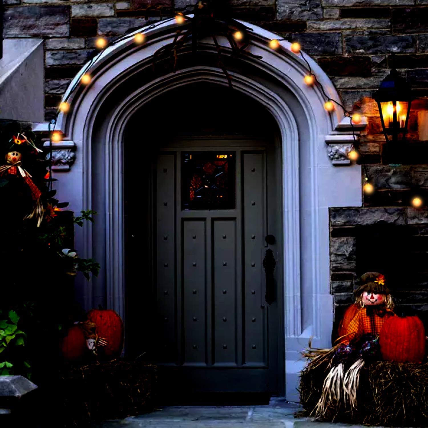 Set of 2 Halloween String Light Decorations-230 Total 60 LED＆21.6 FT Battery Operated with 2 Modes Steady/Flickering Lights, Indoor Outdoor Halloween Party Decorations for Pumpkin and Ghost Fairy : Garden & Outdoor