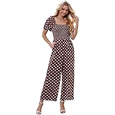 Love Welove Fashion Jumpsuits for Women Dressy Casual – Floral Spring Wide Leg Smocked One Piece Romper Outfits