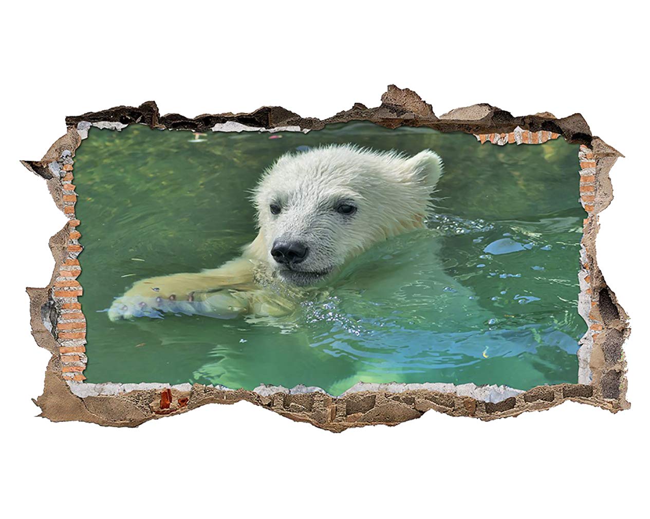 E032 Cute Polar Bear Nursery Lake Swim Animals Wall Decal Poster 3D Art StickersKids Bedroom Baby Nursery Cool Livingroom Hall Boys Girls (HUGE (100x175cm))
