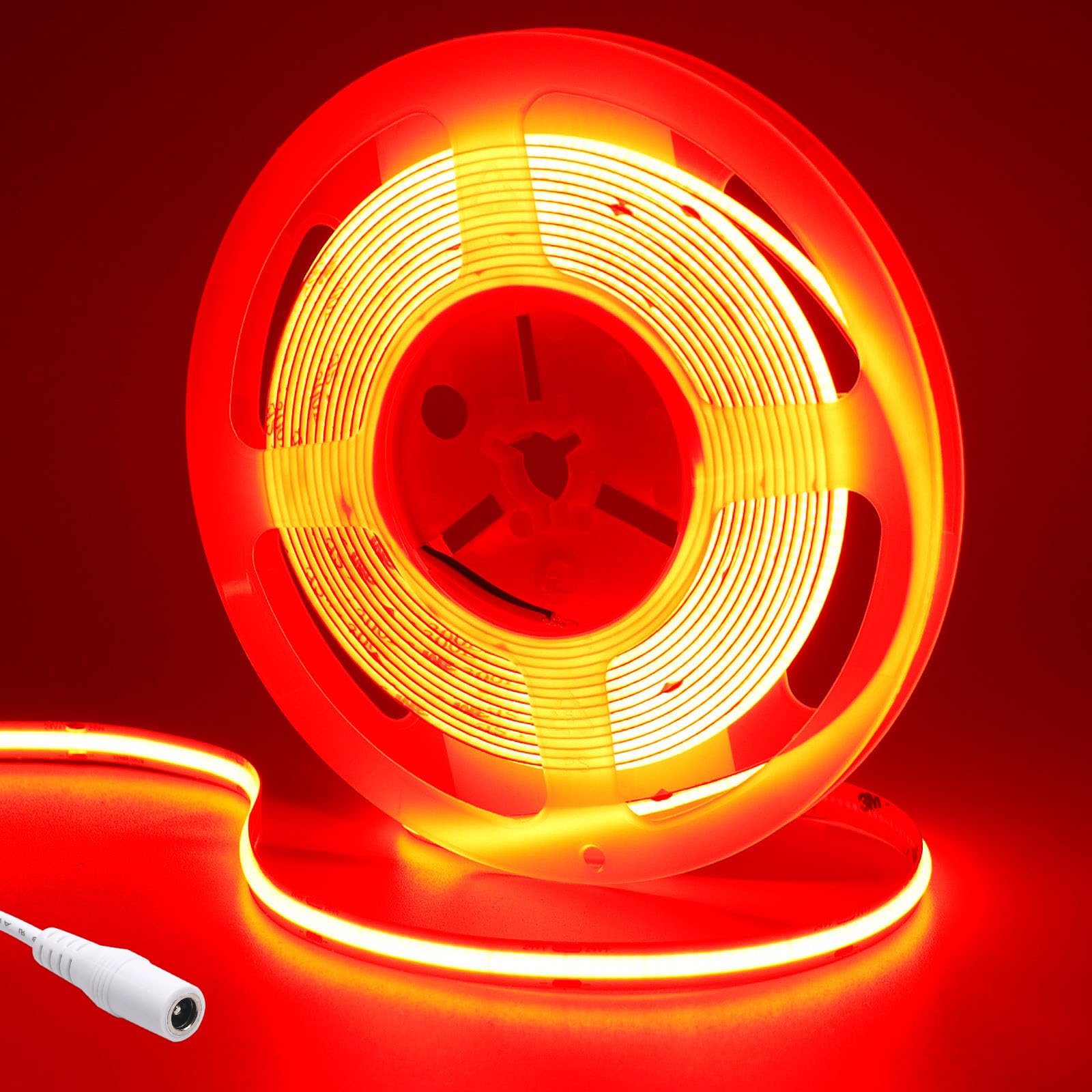 GOMING 24V Red COB LED Strip Light 5M/16.4ft Uniform Glow 2400LEDs Flexible Not Waterproof IP20 LED Tape Lights for DIY Cabinet Bedroom Kitchen Home Decor(No Power Supply) — image 1