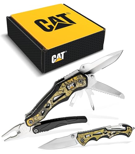 Cat 3-Piece Multi-Tool and Bit Gift Box Set, 11-in-1 Folding Multi