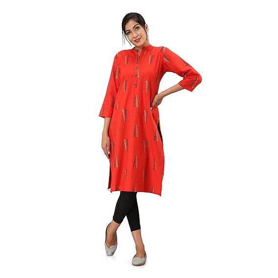 Women's Cotton Printed Straight Kurti