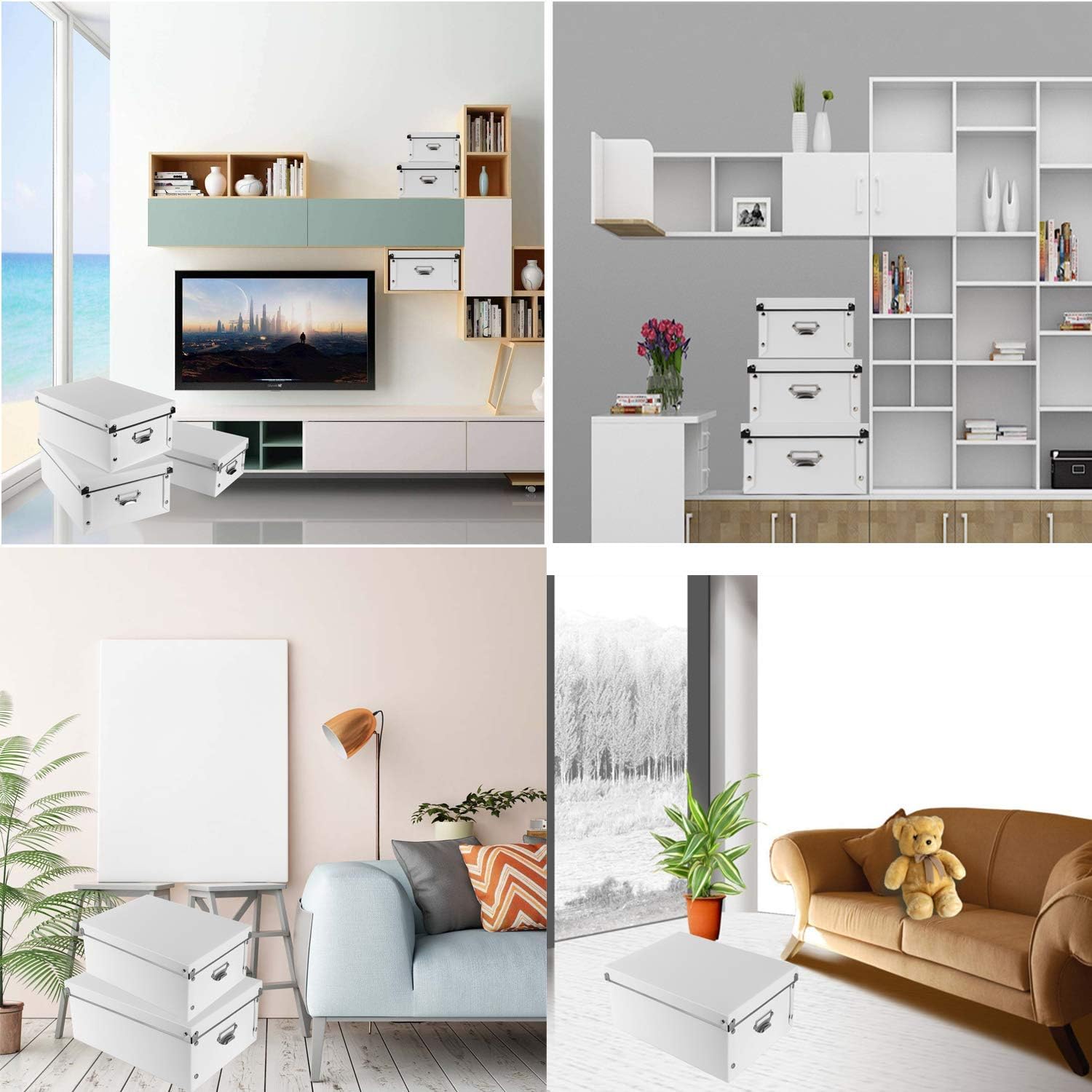 SEEKIND Office Storage Boxes with Lid, Water-Proof Storage Bins for Toys,Shoes,Clothes,Office.(White): Office Products