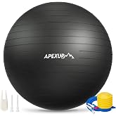 APEXUP Yoga Ball, 660 lbs Anti-Burst Exercise Ball with Pump, 5 Sizes | Anti-Burst, Anti-Slip, Strengthens Core, Improves Balance &amp; Posture, Boosts Flexibility &amp; Stability